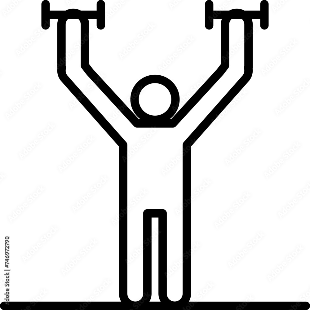 Wall mural dumbbell weight lifting women exercise icon in thin line art.