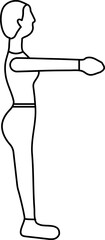 Line Art Illustration of Front Arms Up with Woman Standing in Yoga Pose Icon.