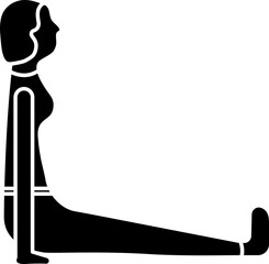 B&W Woman Doing Seated Staff Yoga Pose Icon.