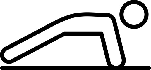 Black line art illustration of Human doing push up exercise icon.