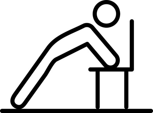 recommend clip art: Flat style Human doing push up with chair icon in line art.