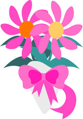 Pink flower bouquet icon in flat style.
