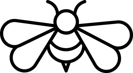 Black Outline Bee Icon on White Background.