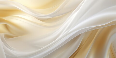 Abstract white and Gold  silk fabric weave of cotton or linen satin fabric lies texture background.