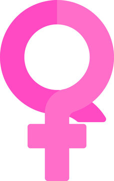 Flat style Female gender symbol in pink color.