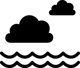 Clouds with water wave icon in black color.