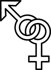 Black line art Male and Female symbol or icon.