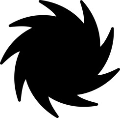 Cyclone icon or symbol in black color.