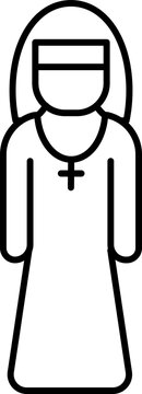 recommend clip art: Illustration of Nun icon in thin line art.