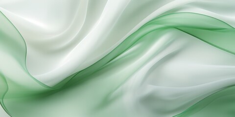 Abstract white and Green  silk fabric weave of cotton or linen satin fabric lies texture background.