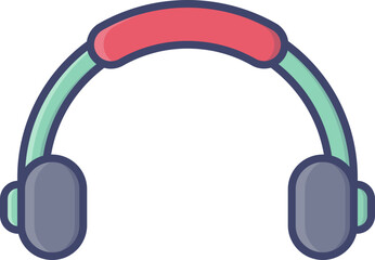 Colorful headphone icon in flat style.