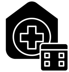 Obraz premium B&W illustration of Clinic or Hospital Calendar icon.