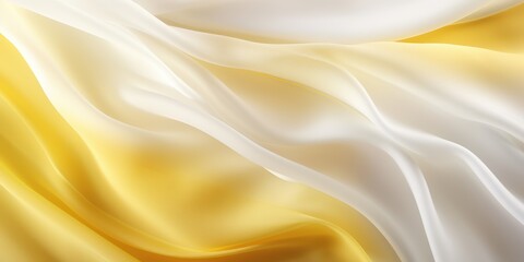 Obraz premium Abstract white and Laughing Yellow silk fabric weave of cotton or linen satin fabric lies texture background.