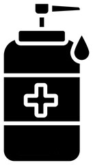 Hand Wash or Sanitizer Bottle icon in black and white color.