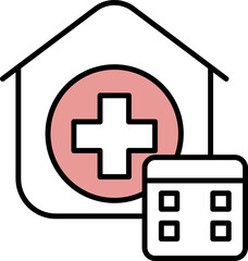 Fototapeta premium Clinic or Hospital Calendar line icon in flat style.