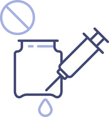 No Vaccine and Syringe icon in blue outline.