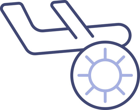 recommend clip art: Blue line art illustration of Virus with Airplane icon.