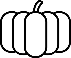 Pumpkin Icon In Black Line Art.