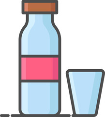Bottle And Glass Icon In Flat Style.