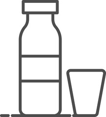 Bottle And Glass Icon In Flat Style.