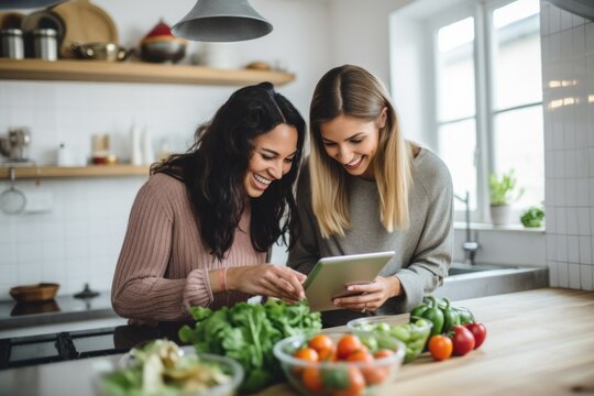 Two women working together in a kitchen