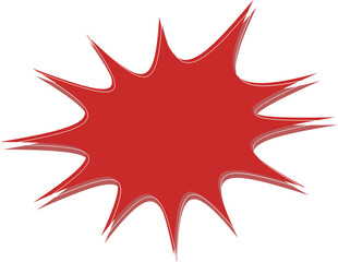 Comic explosion sticker in red color.