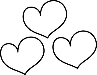 Black Line Art Hearts Icon In Flat Style.