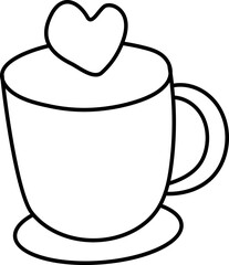 Cup With Heart Icon In Flat Style.