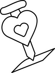 Heart Pointer Icon In Flat Style.