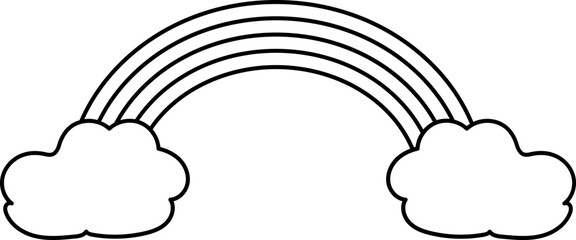 Rainbow With Cloud Icon In Flat Style.