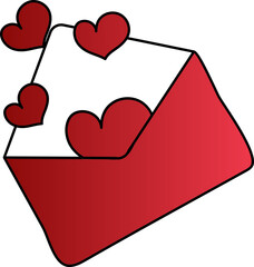 Envelope In Heart Icon In Flat Style.