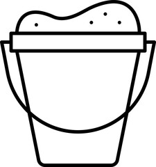 Sand Bucket Icon In Black Outline.