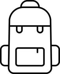 Backpack Icon In Black Line Art.