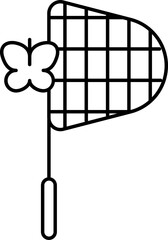 Catching Net Icon In Black Outline.