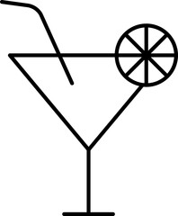Martini Icon In Thin Line Art.