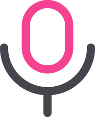 Isolated Mic icon in grey and pink line art.