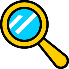 Magnifying glass or Search icon in yellow and blue color.
