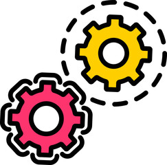 Cogwheel or Setting icon in pink and yellow color.
