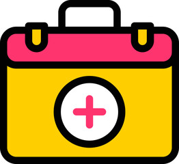 First aid box icon in yellow and pink color.