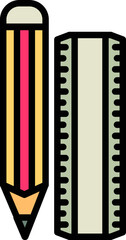 Obraz premium Pencil with ruler scale icon in flat style.