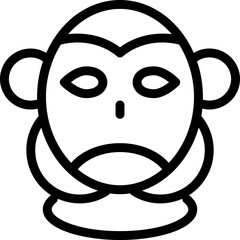 African mask icon in black line art.