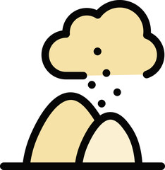 Snowfall icon in yellow and black color.