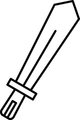 Isolated Sword Icon in Black Thin Line Art.