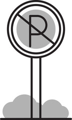 Fototapeta premium No parking sign board with grass icon in flat style.
