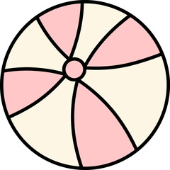 Pink And Light Yellow Color Ball Icon In Flat Style.