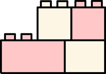Lego Brick Icon In Pink And Light Yellow Color.