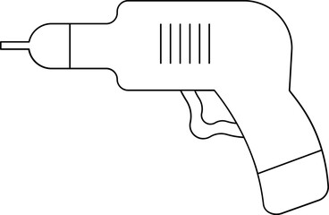 Drill Machine Icon or Symbol in Black Line Art.