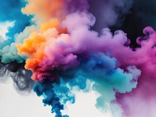 Colorful clouds of smoke on a black background. Background for design