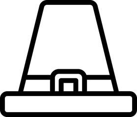 Flat style pilgrim hat icon in line art.