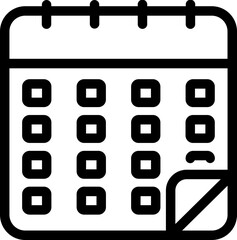 Flat style calender icon in line art.